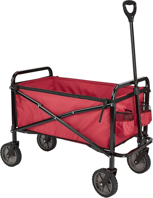 Amazon Basics Collapsible Folding Heavy Duty Utility Wagon for Outdoor Sports, 265 pounds Weight