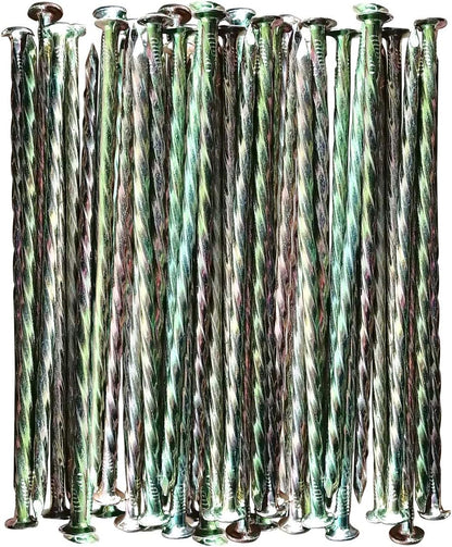 Artificial Turf Stakes Galvanized Metal Spiral Landscape Spikes for Fake Landscaping Grass, 35 Count, Outdoor, Heavy-Duty, Rust Resistant Security, 6-Inch Long,Anchoring Spikes