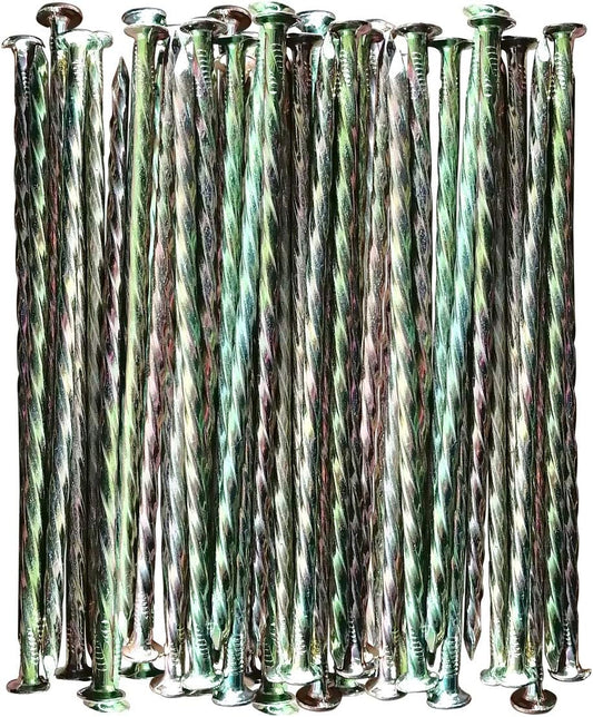 Artificial Turf Stakes Galvanized Metal Spiral Landscape Spikes for Fake Landscaping Grass, 35 Count, Outdoor, Heavy-Duty, Rust Resistant Security, 6-Inch Long,Anchoring Spikes