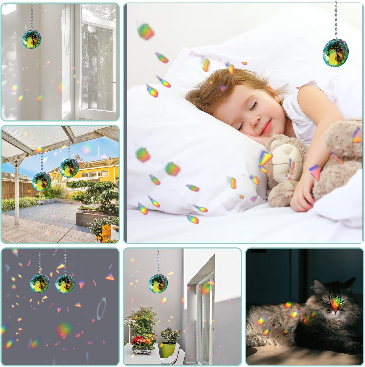 2PCS 75mm/3 Inch Hanging Crystals Circular Prisms for Window Suncatchers, for Home, Garden, for Mother Day, Party Decor. Sun Catchers Gifts for Kids...