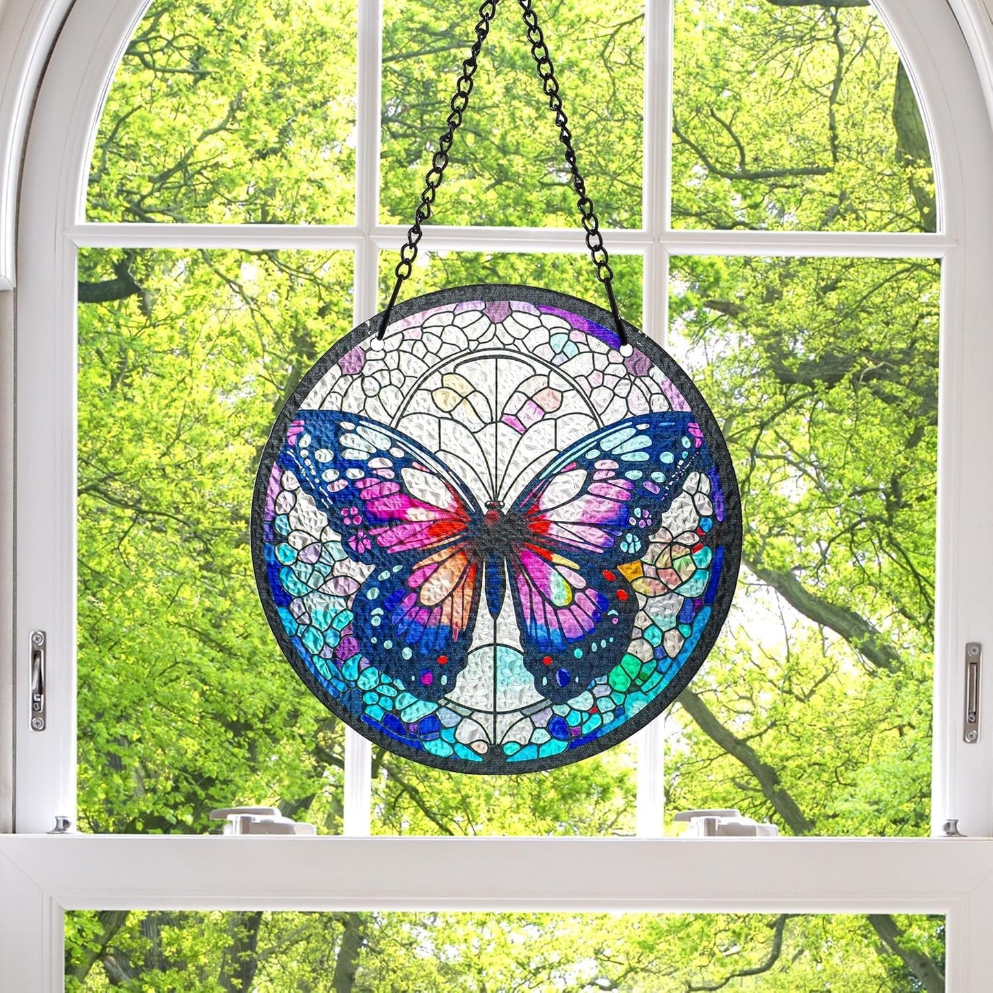 kanpura Sun Catchers Indoor Window Butterfly Stained Glass Suncatcher Window Hanging Decoration for Living Room Bedroom Home Balcony Decoration (6.3 Inch)