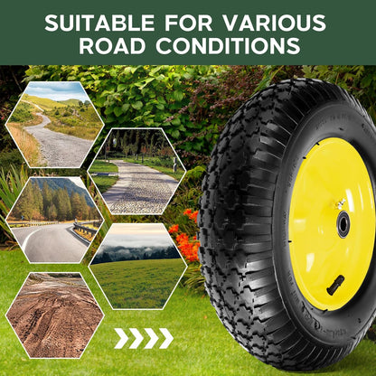Taifa 2 PCS 16" Pneumatic Rubber Replacement Tires and 4.80/4.00-8" Wheels with 5/8" Bearings, Inflated Air Wheel for Garden Cart/Hand Truck/Trailers/Dolly/Wheelbarrow/Wagon/Trolley etc.