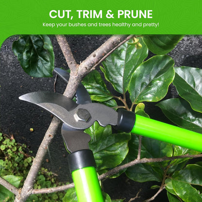 GARDEN GURU Bypass Loppers Tree Trimmer Clipper -Compact 15-inch High Carbon Steel Blade Gardening Loppers Pruning Shear Comfort Grip Handles Heavy Duty Branch Cutter Thick Branches w Ease (2 Pack)