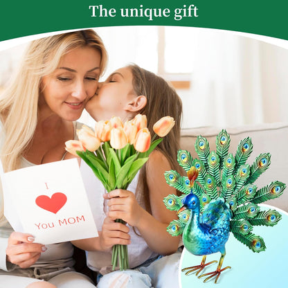 Metal Peacock Decor Garden Statue Yard Art Outdoor Sculpture for Lawn Patio Backyard Decoration,Housewarming Birthday Gifts for Women