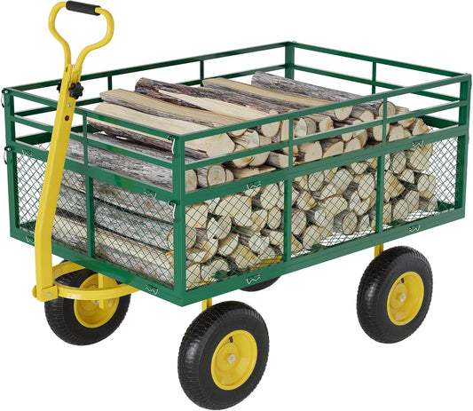 3-in-1 Heavy-Duty Steel Garden Cart, 1400 Lbs Garden Wagon, with 13 Inch All-Terrain Tires and