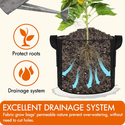 Gardzen 10-Pack 1 Gallon Grow Bags, Aeration Fabric Pots with Handles, Heavy Duty Cloth Pots for Plants
