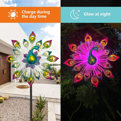 45" Peacock Garden Wind Spinners - Solar Metal Clearance Windmill Kinetic Wind Spinner Outdoor Decor, Wind Sculpture Yard Art for Patio & Lawn