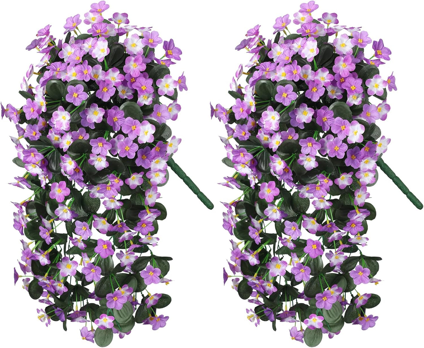 HyeFlora 2PCS Artificial Fall Hanging Flowers for Outdoors, Faux Daisy Muns Plants Fake Silk Orchid Long Stems UV Resistant for Home Garden Wall Party Indoor Outdoor Decor(Light Fuchsia and Fuchsia)