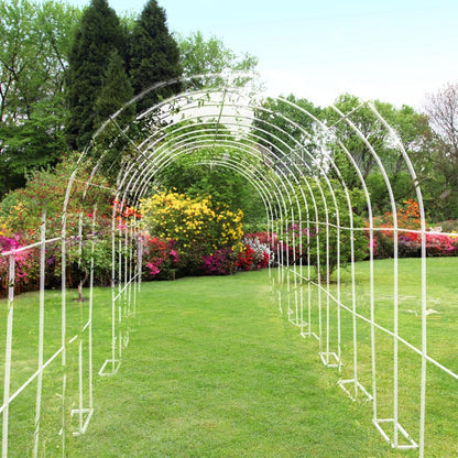 Gigicloud 9.8ft x7.2ft Garden Arch Arbor, Garden Trellis for Climbing Plants Metal Pergola Arbor Wedding Arches for Ceremony for Wedding Ceremony Party Rose Lawn Courtyard Patio White