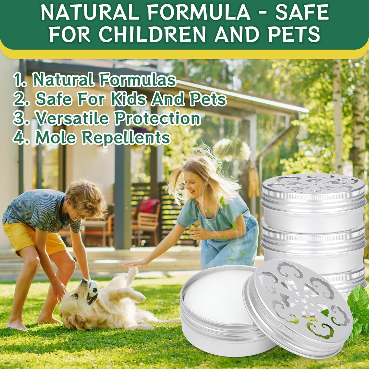 4-Pack Rodent Mouse Repellent Ointment – Natural Peppermint Mice & Moles Deterrent Paste for Garden & Lawn – Humane, Easy-Apply Formula for Long-Lasting Mole Gopher Control