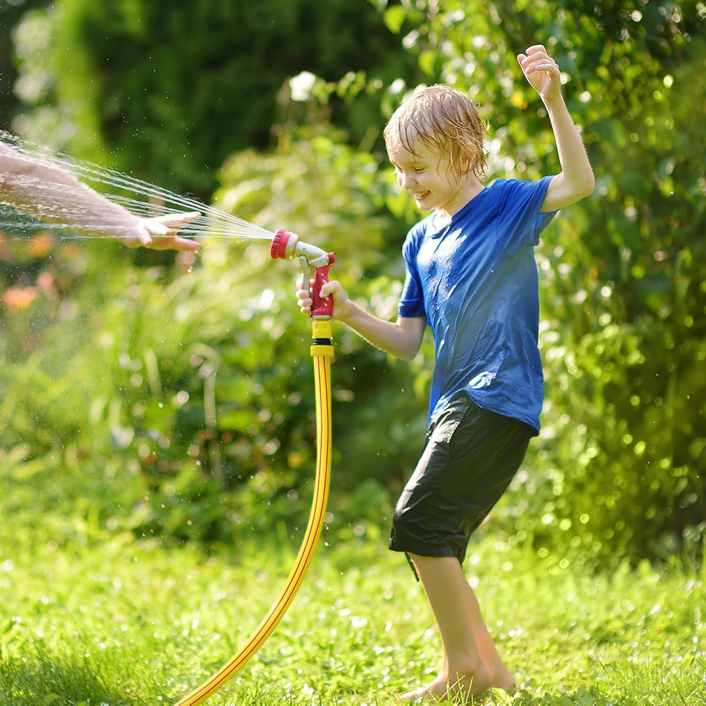 Short Lead-in Yellow Garden Hose 3/4 in. x 5 ft.-Kink Free, Leakproof, Flexible -Heavy Duty Durable Lightweight Water Pipe for Commercial Use, Lawn Care & Equipment Connection -Male to Female Fittings