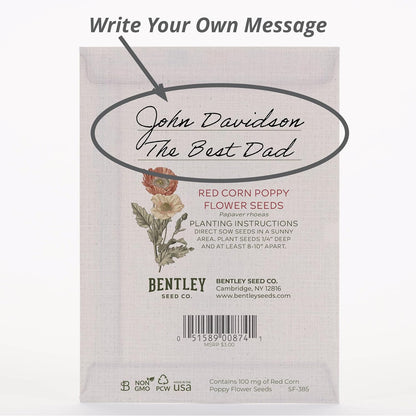 Bentley Classic Vintage Art Poppy Packets, Thinking of You Flanders Corn Seeds, Thoughtful Illustrated Flower Design, Eco-Friendly Hand Out, Sentimental Gift, 25 Pack