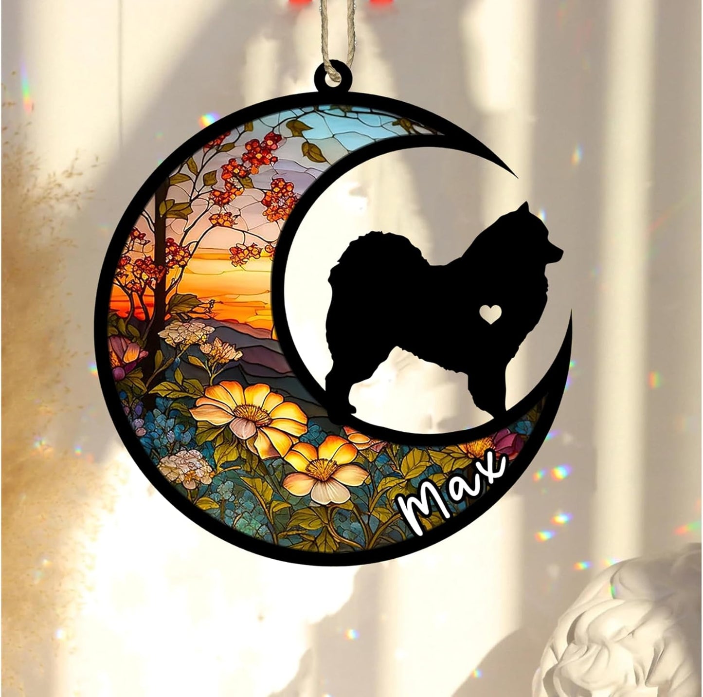 Personalized Dog Memorial, Custom Name Samoyed Dog Christmas Ornament with Name, Custom Breeds, Pet Loss Light Catcher, Gifts for Lovers Loss of Pet Sympathy on Mothers Day Christmas