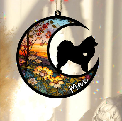 Personalized Dog Memorial, Custom Name Samoyed Dog Christmas Ornament with Name, Custom Breeds, Pet Loss Light Catcher, Gifts for Lovers Loss of Pet Sympathy on Mothers Day Christmas