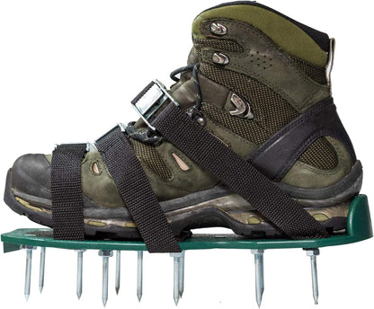 Lawn Aerator Shoes w/Metal Buckles and 3 Straps - Heavy Duty Spiked Sandals for Aerating Your Lawn or Yard
