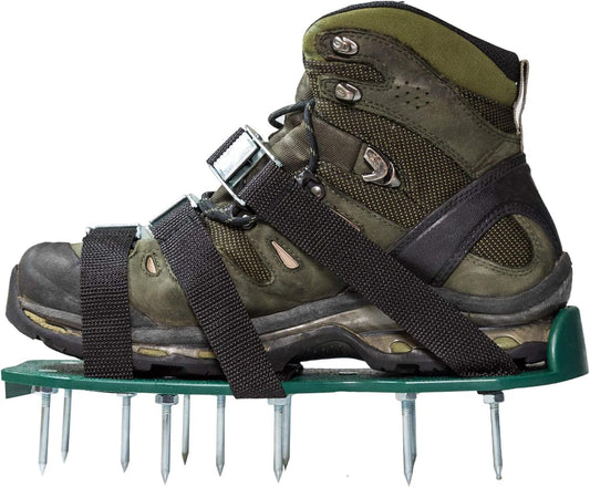Lawn Aerator Shoes w/Metal Buckles and 3 Straps - Heavy Duty Spiked Sandals for Aerating Your Lawn or Yard