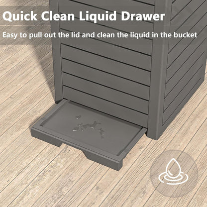 31 Gallon Kitchen Waste Bin with Lid and Drip Tray for Easy Cleaning-Perfect，Resin Outdoor Trash Can for 33-40 Gal Trash Bag, Outdoor Trash Can for Patio,Black Kitchens, and Outdoor Entertaining