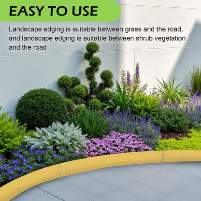 Landscape Edging Kit,6 PCS 40" L x 8" H Galvanized Bendable Metal Garden Edging for Lawn Yard, Coated Bendable Metal Strips, No-Dig Hammer-in Edging Border w/Clips,Champagne (8In, 20 FT)
