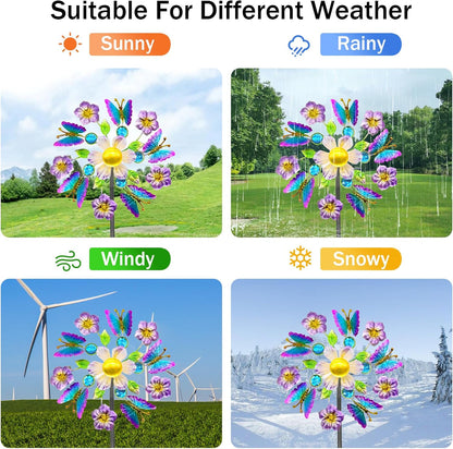 40" Solar Butterfly Wind Spinners Garden Stake, Solar Wind Sculpture Yard Art Decorations for Lawn,Patio&Yard & Garden Decor, Metal Whirligigs Wind Spinners Outdoor