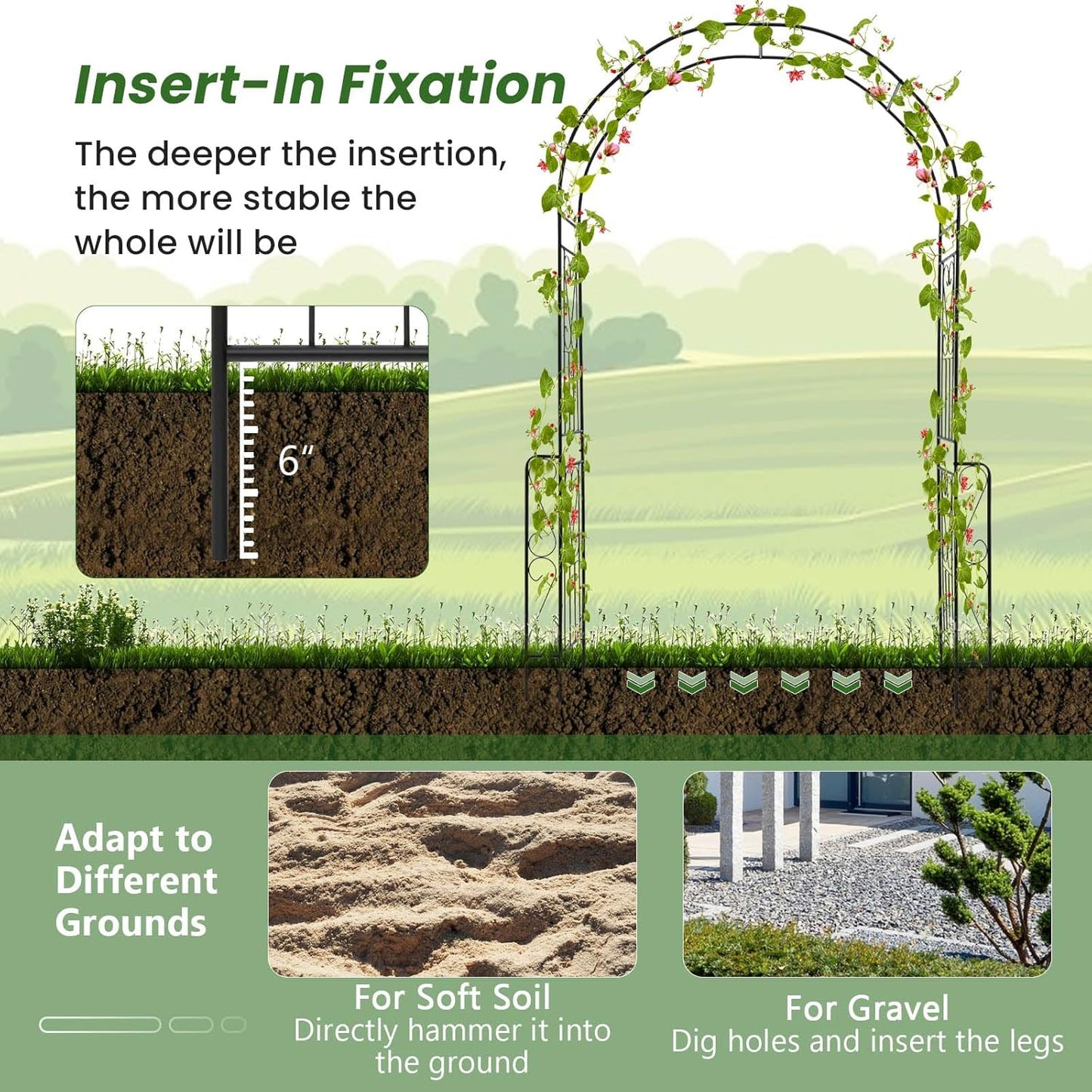 Giantex Garden Arch Trellis - 7.9 ft Metal Arbor Pergola for Climbing Plants Rose Clematis Vines, Wedding Archway Arbour for Party Ceremony Backdrop Stand Outdoor Garden Yard Lawn Decoration