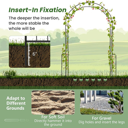 Giantex Garden Arch Trellis - 7.9 ft Metal Arbor Pergola for Climbing Plants Rose Clematis Vines, Wedding Archway Arbour for Party Ceremony Backdrop Stand Outdoor Garden Yard Lawn Decoration