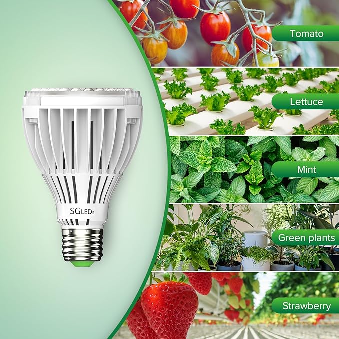 Dimmable Grow Light Bulb, Full Spectrum with Remote Control, Auto On Off Timing 4 8 12 Hrs, 32W PAR20 (350 Watt Equiv) Grow Lamp with Optical Lens for High PPFD, Energy Saving for Indoor Plants