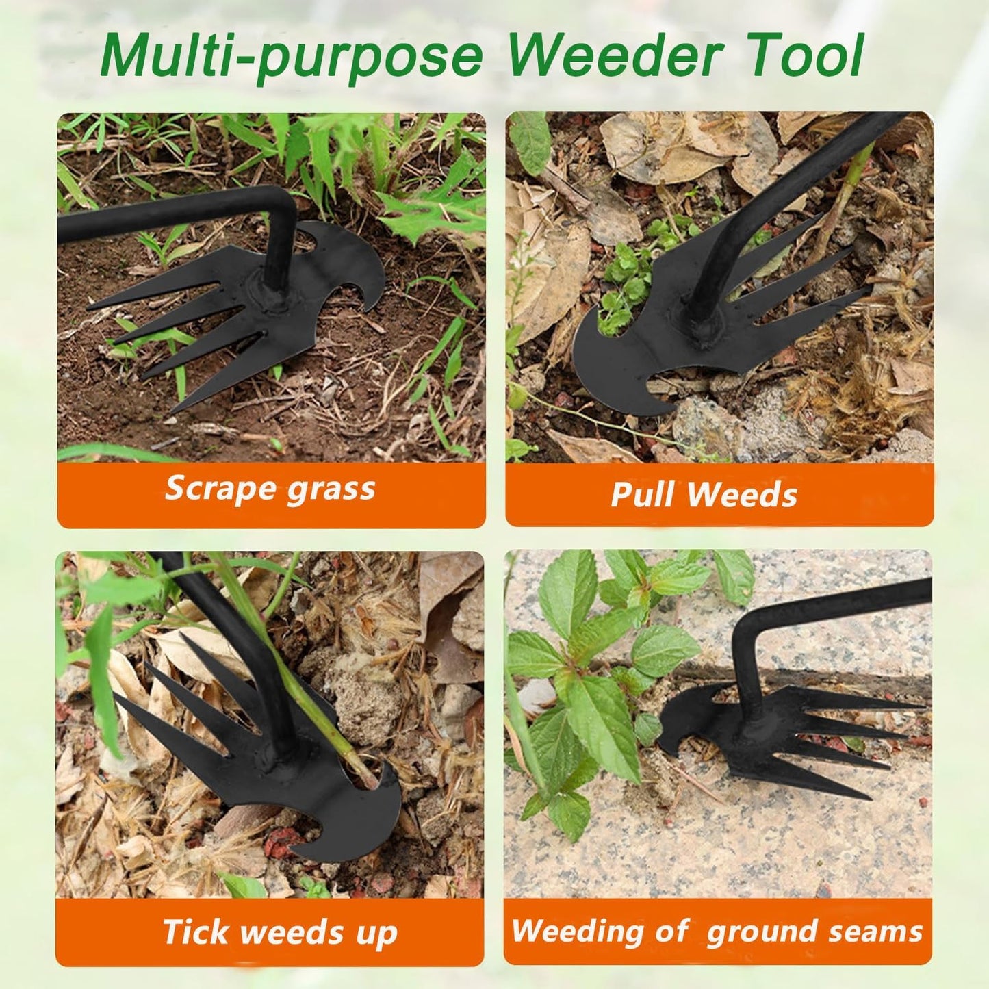 Weed Puller Tool Garden Uprooting Weeding Tool,2025 New Portable Garden Weeding Tool, 15.7in Weeder Tool, 4 Teeth Weeding Artifact Uprooting Weeding Tool