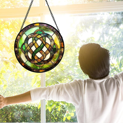 Stained Glass Window Hanging, Tiffany Abstract Totem Sun Catchers Colorful Glass Panel Bless Suncatcher Decor for Birthday for Women, Men, Wife, Aunt, and Mom 9.8 in
