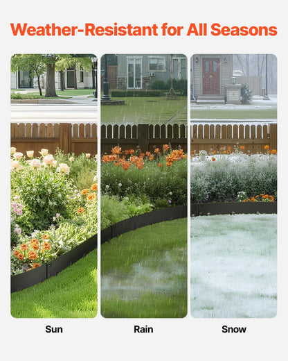VEVOR Steel Landscape Edging, 5 Packs 39 x 3 in Rust-Resistant Metal Landscape Edging, Bendable Garden Edging Border, Heavy Duty Lawn Edging, Easy-to-Install, Flower Bed Yard Pathway Divider Black