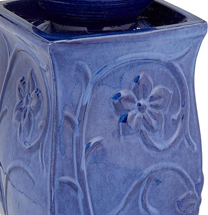 Periwinkle 29 1/4" High Large Zen Outdoor Decor Blue Ceramic Floor Fountain with Light LED Ball Standing Sphere Bubbler Water Feature for Outside Garden Patio Yard Backyard Porch - John Timberland