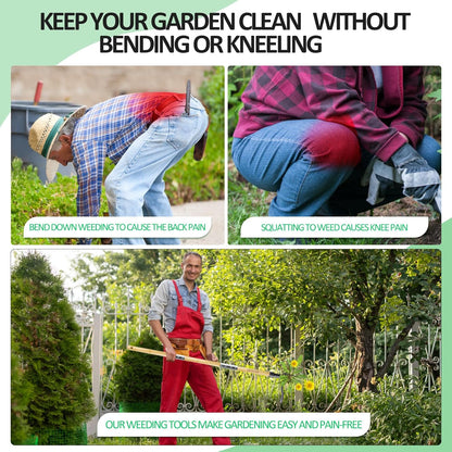 Weeder - Stand Up Weed Puller Tool with Long Handle - Real Bamboo & 4-Claw Steel Head Weeder Tool, Weeding Tool Weed Remove Tool for Lawn/Yard, Easily Remove Weeds Without Kneeling