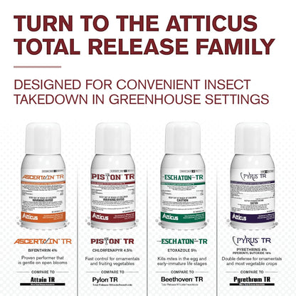 Atticus Piston TR Greenhouse Fogger (12 Pack) - Total Release Chlorfenapyr Insecticide/Miticide - Controls Mites, Thrips, Caterpillars, and Adult Fungus Gnats