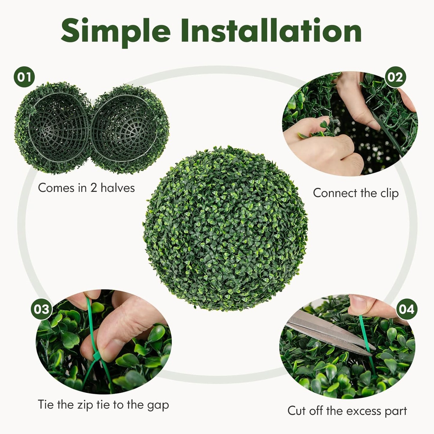 Goplus 2 PCS 16 Inch Artificial Plant Topiary Ball, Round Faux Boxwood Balls Outdoor, Fake Plant Sphere for Front Door, Porch, Backyard, Balcony, Patio, Garden, Wedding and Home Décor