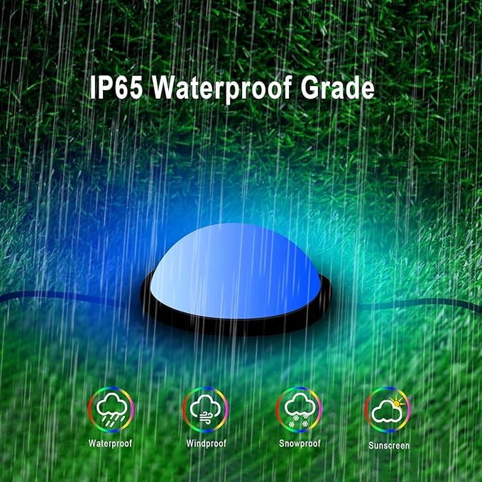 Outdoor Smart Ground Lights - 49.2FT 33Pack Pathway Light Remote & App Control, Color Changing Walkway Lighting Compatible with Alexa Halloween Christmas Outdoor Decor for Patio, Garden, Yard