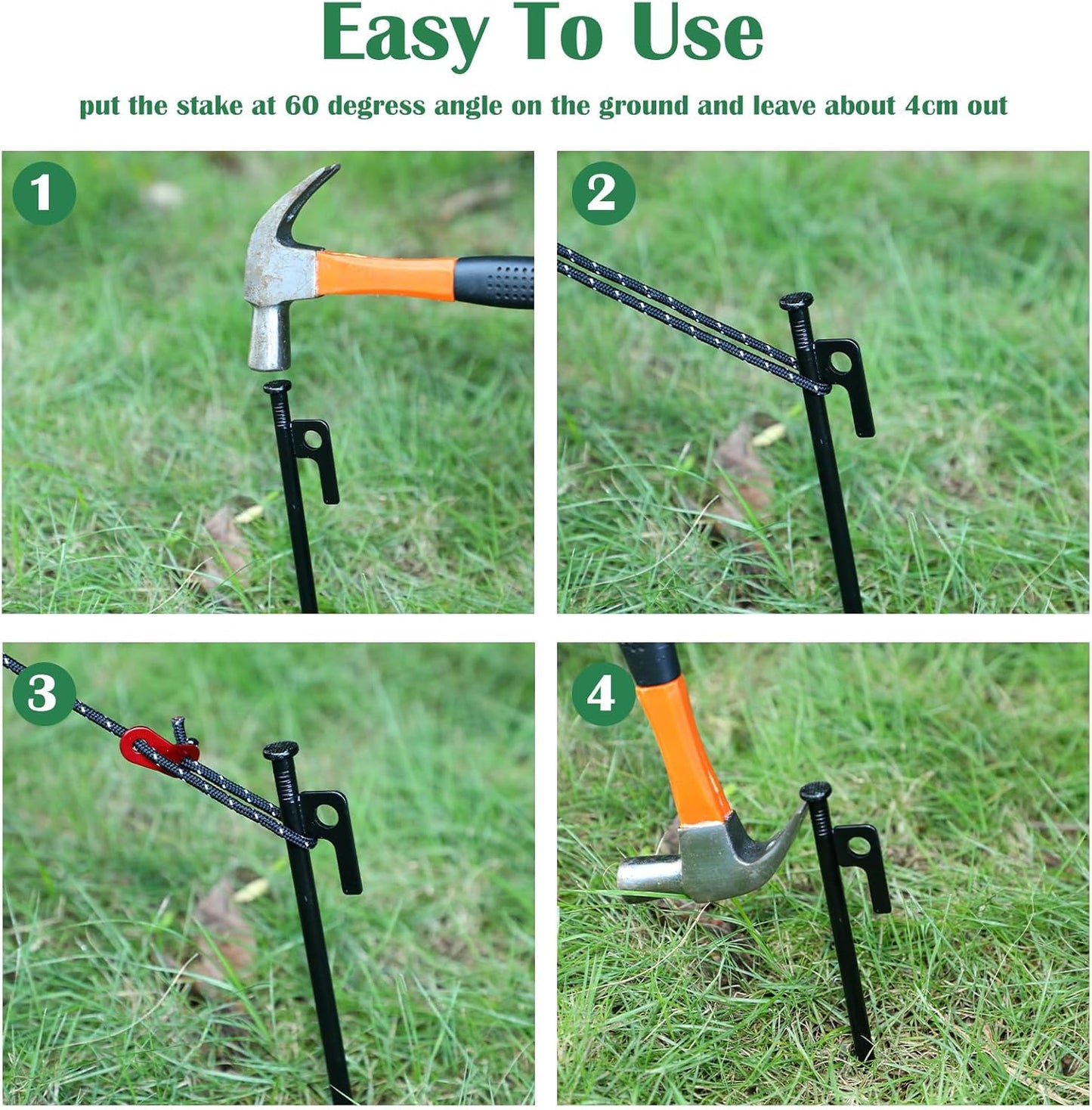 Sintuff 36 Pcs Heavy Duty Tree Stake Kits Stake and Support for Young Leaning Tree Anchor Straightening Kit, 15.8'' Support Straps, 11.8'' Steel Stakes, 13.12ft Rope(Black)