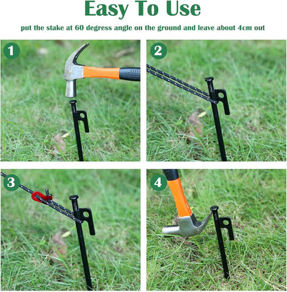 Suzile 60 Pcs Tree Stake Kit, Heavy Duty Tree Staking and Supports for Leaning Trees Include 11. 8'' Steel Stakes 15. 8'' Support Straps 13. 12 ft Ropes for Anchoring Hurricane Protection (Black)