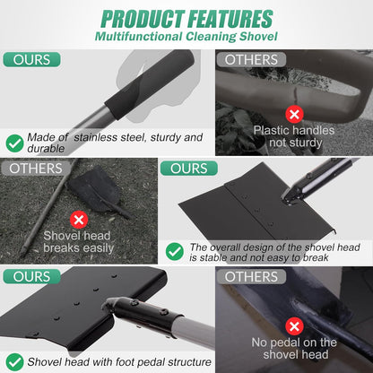 Suchtale 54 Inch Heavy Duty Snow Shovel and Ice Scraper with Adjustable Long Handle, Multifunctional Floor Scraper Tool for Driveway, Sidewalk, Garden and Outdoor Cleaning