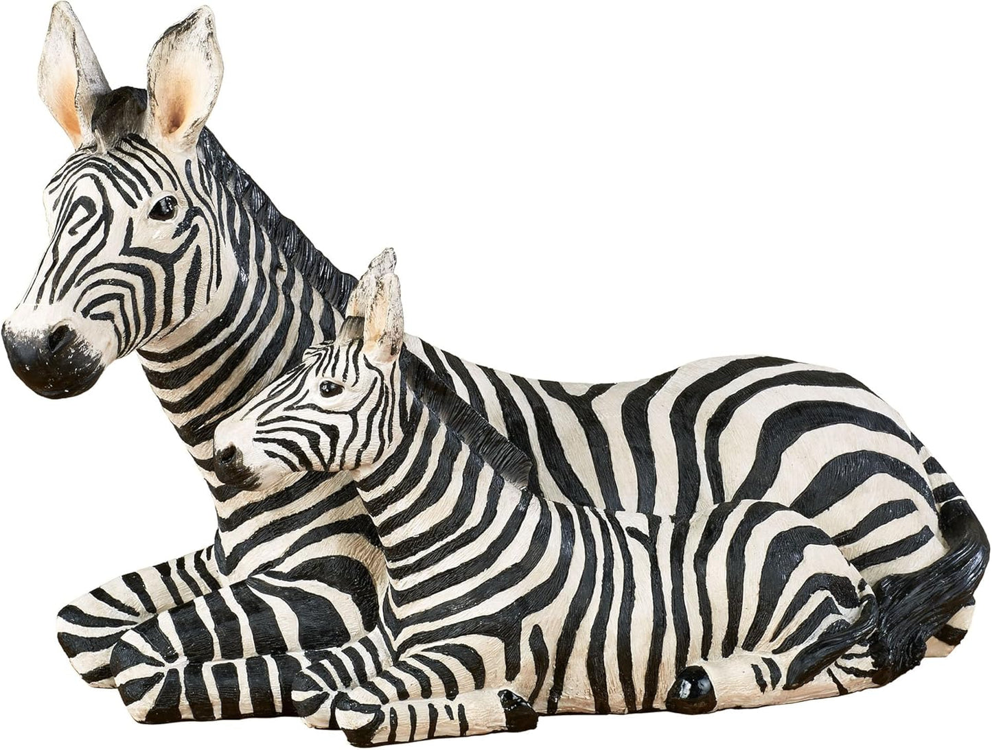 Touch of Class Zebra and Foal Table Sculpture - Resin - Black, White - African Safari Collectible for Bedroom, Living Room, Office, Bookshelf, Mantel, Entryway, Foyer, Nursery
