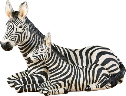 Touch of Class Zebra and Foal Table Sculpture - Resin - Black, White - African Safari Collectible for Bedroom, Living Room, Office, Bookshelf, Mantel, Entryway, Foyer, Nursery