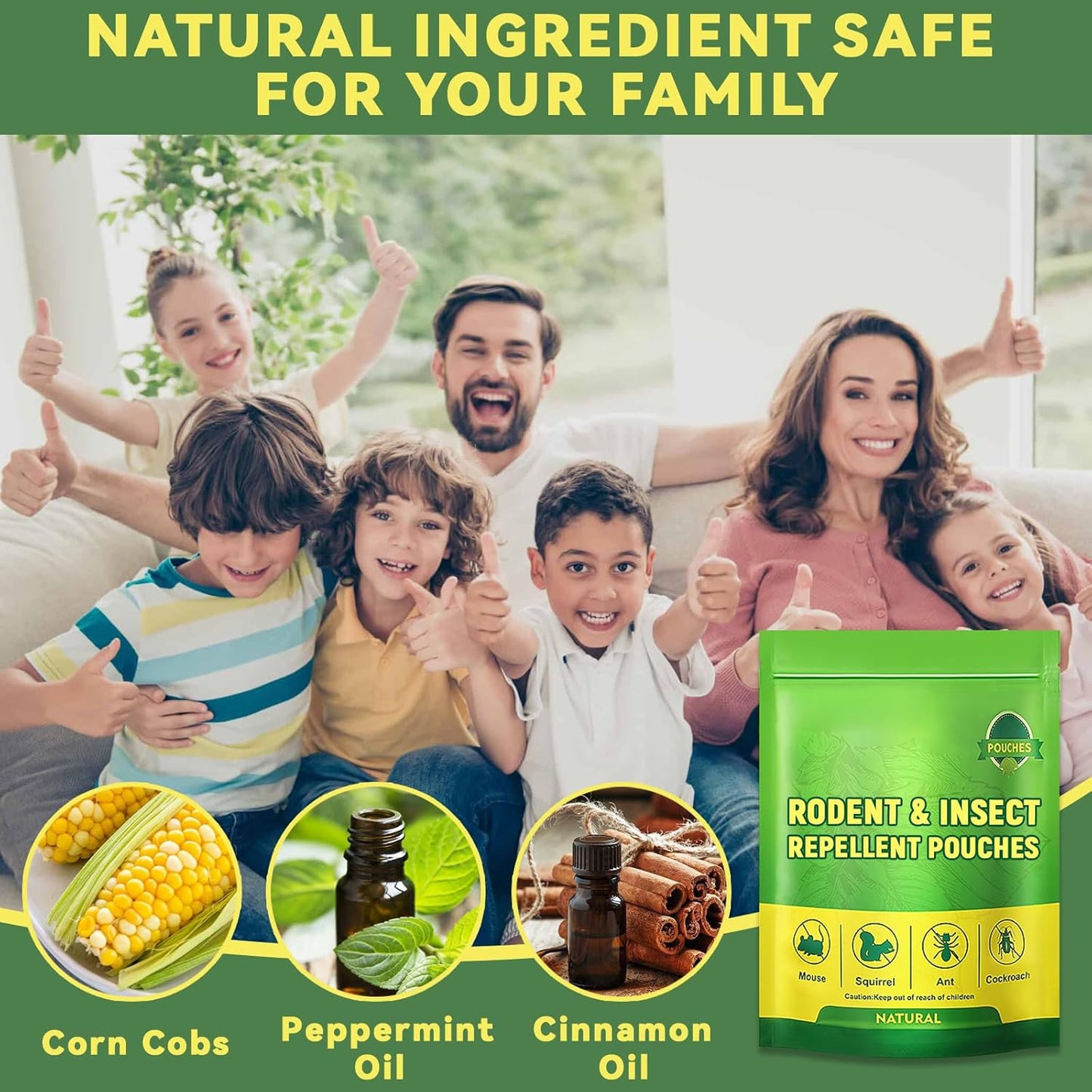 Extra-Strength Mouse and Rat Repellent Pouches, Strong Peppermint Oil Repellent for Mice Indoor/Outdoor, Natural Mouse Deterrent for House, Garden, Car, RV, Basement, Garage, Patio (10 Pack)