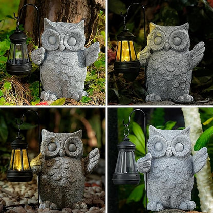 Solar Garden Statue Owl Figurine，Outdoor Garden Decor with Solar LED Lights for Patio,Balcony,Yard, Lawn-Unique Holiday Gifts for Women, Mom