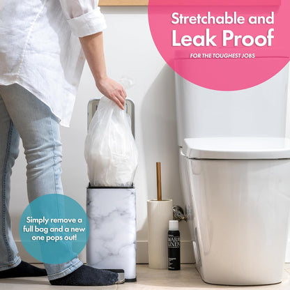 Trash Bags - Small Garbage Bags, Clear Trash Can Liners for Bathroom Bins, Bedroom, Office & Kitchen Waste, Multi-Purpose Household Wastebasket Cleaning Supplies - 2.6 Gallon, Pack of 6