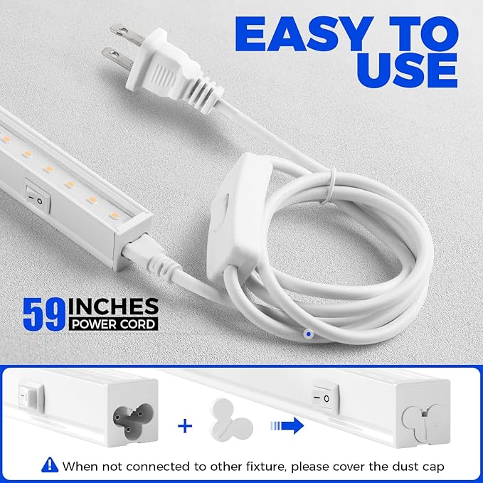 Barrina Grow Lights for Indoor Plants, T5 Grow Light Strip, 1ft Plant Lights for Indoor Growing, Full Spectrum LED Grow Light, Individual Switch, Linkable, Plug and Play, Yellow, 8-Pack