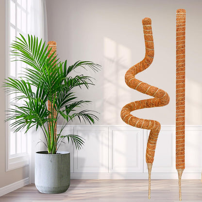 4 Pack 28 Inch Moss Pole Monstera Plant Support, Coir Moss Poles for Climbing Indoor Plants, Bendable Plant Stake Trellis for Potted Plant, Pothos, Philodendron