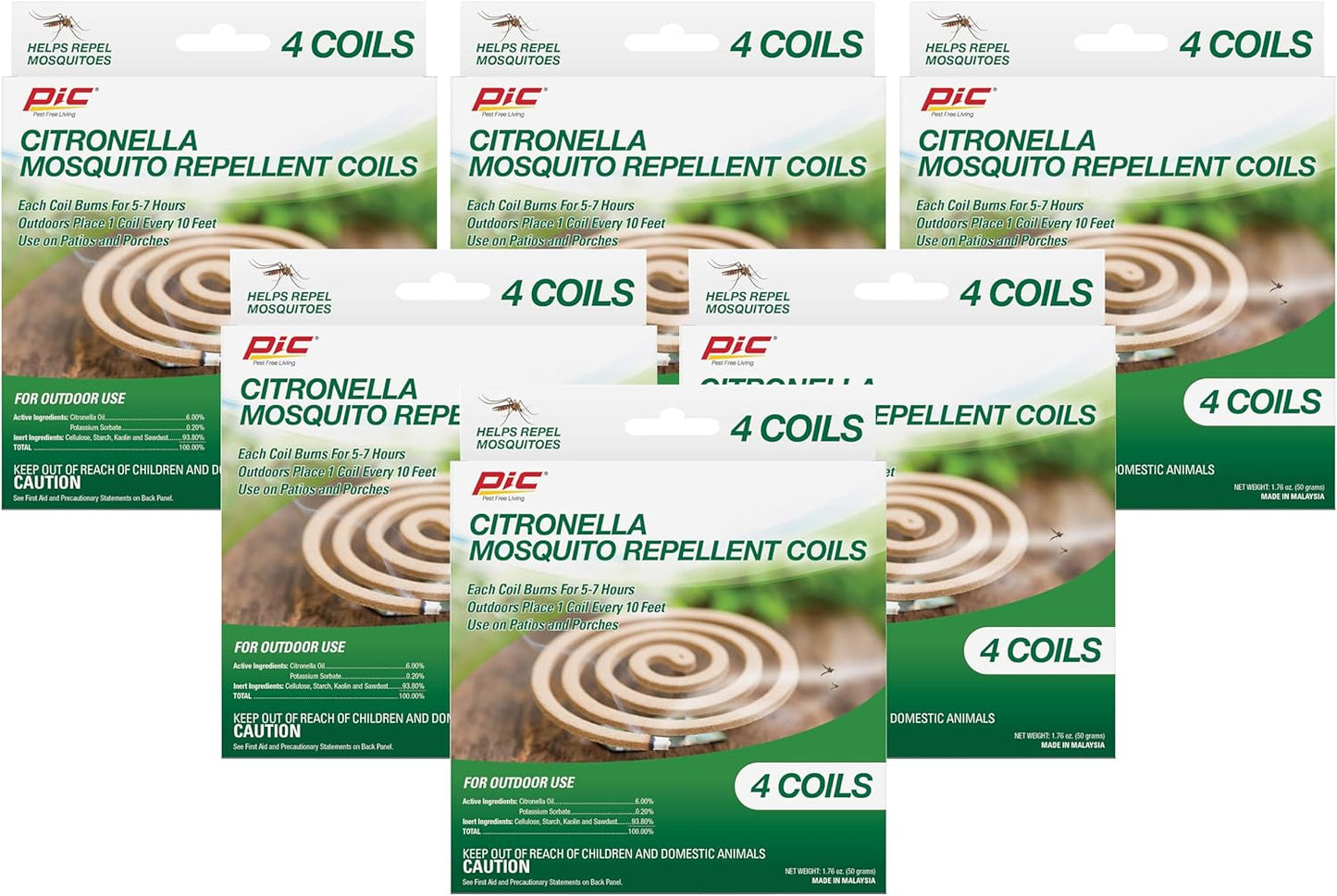 PIC CIT-Coil-4 Citronella Coils, 6-Pack (24 Total Coils)