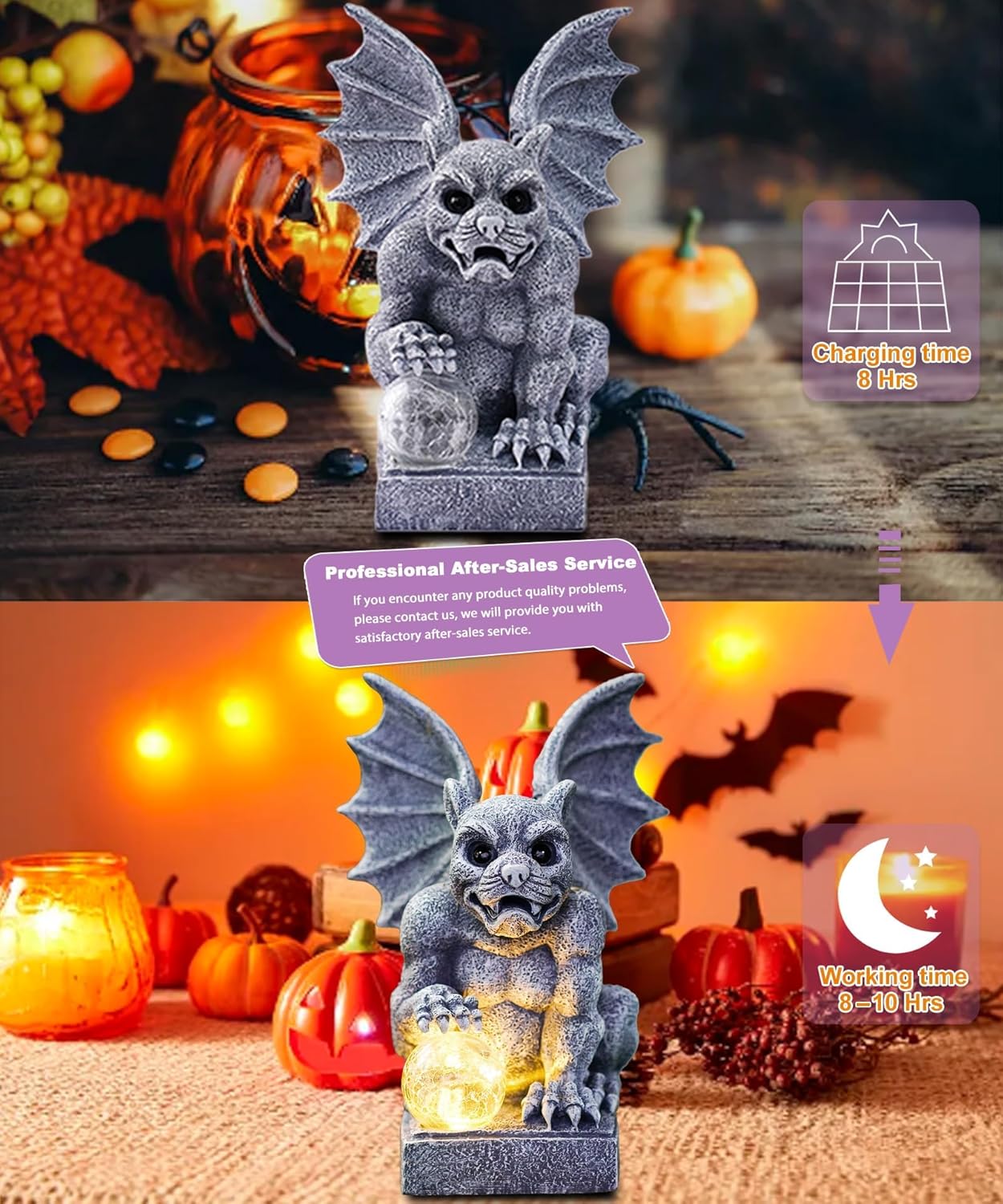 Gargoyle Statue for Garden Decor: Gothic Outdoor Dragon Figurines Sculpture with Ball for Lawn Patio Yard Balcony - Best Gifts for Mom Grandma Women