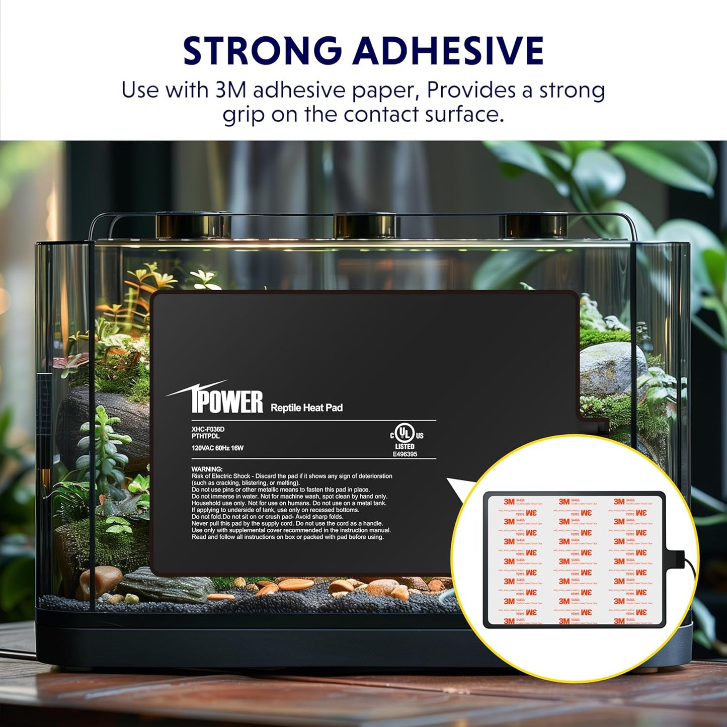 iPower 8X12 Inch Reptile Heat Pad Under Tank Heater Terrarium Warmer Heating Mat for Turtles Lizards Frogs and Other Small Animals