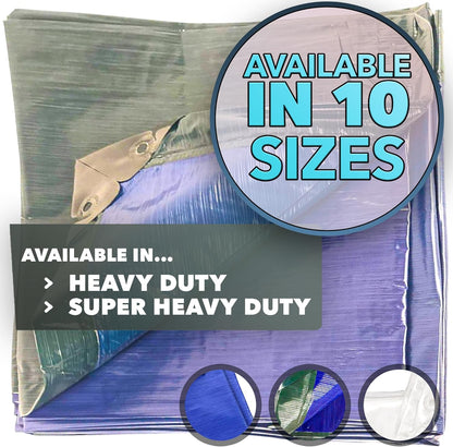QUEEN OF TARPS | 8x10 Heavy Duty Tarp Waterproof, 120 GSM is 12 MIL, UV/Tear Resistant Tarp, Camping, Outdoor Furniture, Car, Tents, Painting, Firewood Protection | 8x10, Heavy Duty