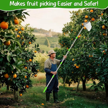 6.6 FT Fruit Picker Tool with Stainless Steel Pole & Soft Cloth Basket – Lightweight Tree Fruit Harvester for Apple, Mango, Orange, Pear, Lemon, Plum & More – Rust-Resistant, Easy Assembly