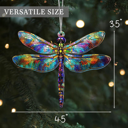 Dragonfly Gifts for Women, Dragonflies Decor Suncatcher Effect, Dragon Fly Stained Glass Effect, Dragonfly Ornaments for Christmas Tree Decoration, Birthday Gift for Mom (Radiant Prism)